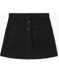 ARMANI EXCHANGE - Denim Mini Skirt With Rhinestone Appliques - Lyst