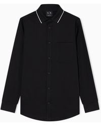 ARMANI EXCHANGE - Stretch Cotton Shirt With Contrasting Profiles - Lyst