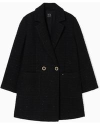 ARMANI EXCHANGE - Oversized Wool And Cotton Blend Tweed Coat - Lyst