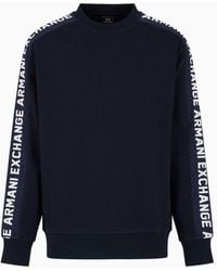 Armani Exchange - Cotton Blend Sweatshirt With Logo Tape - Lyst