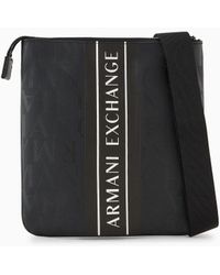 Armani Exchange - Flacher Schultergurt Mit Allover-schriftzug Und Zweifarbigem Band Mit Logo - Lyst