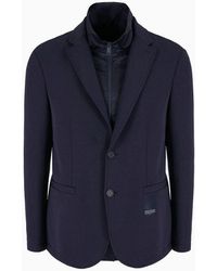 Armani Exchange - Single-breasted Jacket In Technical Fabric With Bib - Lyst