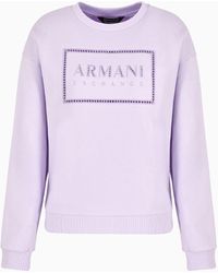 Emporio Armani - Crew-neck Sweatshirt With Logo Print In Asv Organic Cotton - Lyst