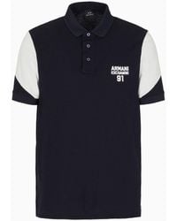 Armani Exchange - Regular Fit Polo Shirt In Color Block Piquet - Lyst