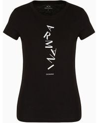 Armani Exchange - Cotton Jersey T-shirt With Vertical Logo Print - Lyst