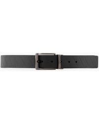 ARMANI EXCHANGE - Leather Belt With Embossed Logo Pattern And Metal Buckle - Lyst