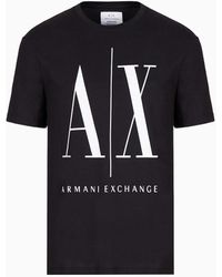 Armani Exchange - Coupe classique en coton avec camiseta con logo macro - Lyst