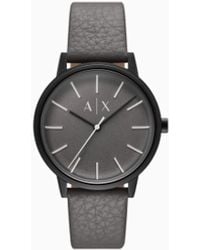 ARMANI EXCHANGE - Three-Hand Leather Watch - Lyst