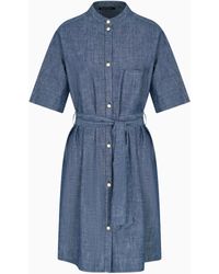 ARMANI EXCHANGE - Cotton Chambray Smock Dress - Lyst