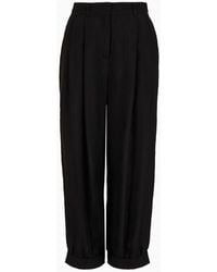 Armani Exchange - Wide Trousers With Pleats In Satin Jacquard - Lyst