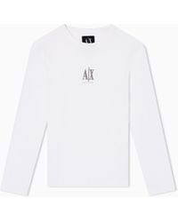 ARMANI EXCHANGE - Camiseta De Manga Larga Con Cuello Redondo Y Logotipo Icon - Lyst