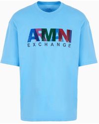 Armani Exchange - T-shirt Relaxed Fit In Jersey Con Logo Multicolor - Lyst