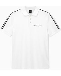 ARMANI EXCHANGE - Stretch Cotton Piquet Polo With Stripes And Logo Essential - Lyst