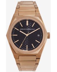 Armani Exchange Three Hand Date Gold Tone Stainless Steel Watch - Metallic