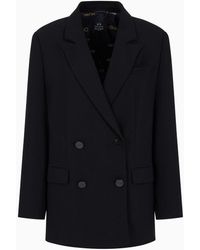 Armani Exchange - Double-breasted Jacket In Asv Recycled Fluid Fabric - Lyst