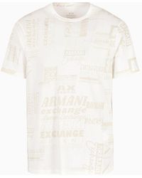 Armani Exchange - Regular Fit T-shirt In Asv Organic Cotton With Allover Lettering Print - Lyst