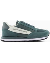 Armani Exchange - Suede Sneakers With Mesh Inserts - Lyst