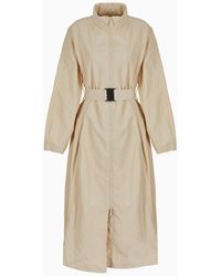 Armani Exchange - Trench Coat With Belt In Wrinkled Asv Fabric - Lyst