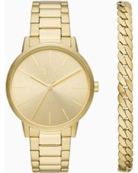 ARMANI EXCHANGE - Three-Hand Watch And Stainless Steel Bracelet Set - Lyst