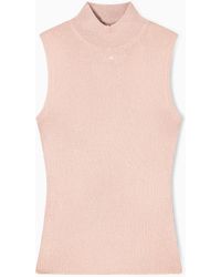 ARMANI EXCHANGE - High-Neck Lurex Yarn Top - Lyst