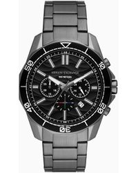 Armani Exchange - Reloj De Acero Inoxidable En Gris Oscuro Con Cronógrafo - Lyst
