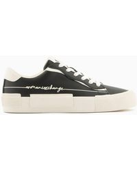 Armani Exchange - Faux Leather Sneakers With Microsuede Details - Lyst