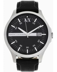 ARMANI EXCHANGE - Three-Hand Watch With Leather Strap - Lyst