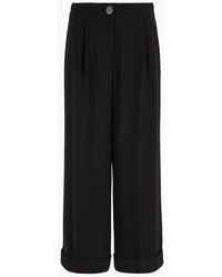 Armani Exchange - Wide Trousers With Cuffed Hem In Asv Recycled Fabric - Lyst