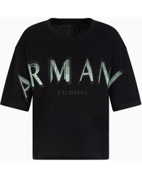 ARMANI EXCHANGE - Camiseta Corta Con Logotipo Con Efecto Óptico - Lyst