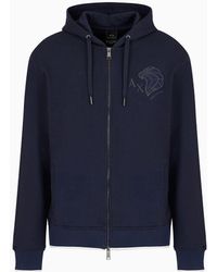 Armani Exchange - Zip And Hood Sweatshirt With Embroidered Tiger - Lyst