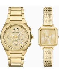 ARMANI EXCHANGE - Set Regalo Con Coppia Di Orologi Sync Chronograph - Lyst