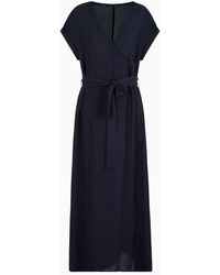 Armani Exchange - Long V-neck Sash Georgette Dress - Lyst