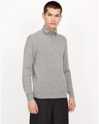 Armani Exchange Merino Wool Mock Neck Sweater - Gray