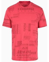 Armani Exchange - T-shirt Regular Fit In Cotone Organico Asv Con Stampa Lettering Allover - Lyst
