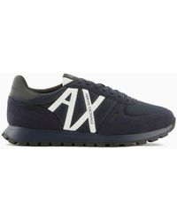Armani Exchange - Sneakers With Mesh And Eco-suede Inserts - Lyst