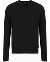 Armani Exchange - Maglione in cachemire e cotone con scollo a V - Lyst