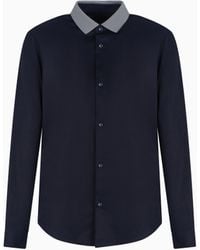 ARMANI EXCHANGE - Chemise Slim Fit En Coton Stretch Avec Col Contrasté - Lyst