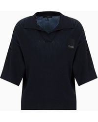 Armani Exchange - Knitted Polo Shirt With V-neck And Logo - Lyst