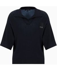 Armani Exchange - Polo In Maglia Con Scollo A V E Logo - Lyst