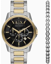 ARMANI EXCHANGE - Ensemble De Montre Chronographe En Acier Inoxydable Bicolore Avec Bracelet - Lyst