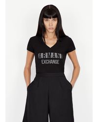 Armani Exchange Camiseta corte slim Coupe de algodón elástico - Negro
