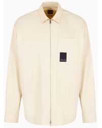Armani Exchange - Loose Fit Shirt In Stretch Cotton With Logo Patch - Lyst