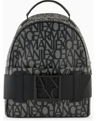 ARMANI EXCHANGE - Backpack With Contrasting Allover Logo - Lyst