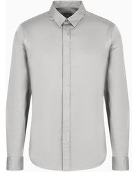 Armani Exchange - Stretch Cotton Satin Slim Fit Shirt - Lyst