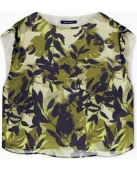 ARMANI EXCHANGE - Printed Crinkle Viscose Top - Lyst
