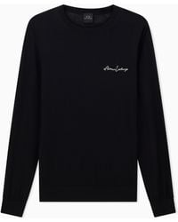 ARMANI EXCHANGE - Pull À Col Rond En Laine Mélangée Avec Logo Sur La Poitrine - Lyst