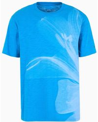Armani Exchange - Regular Fit Cotton T-shirt With Maxi Foliage Print - Lyst
