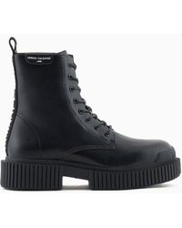 Armani Exchange - Leather Combat Boots - Lyst