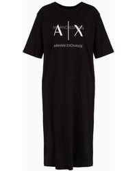 Armani Exchange - T-dress Con Stamp Alogo In Cotone Organico Asv - Lyst