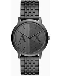 Armani Exchange - Reloj De Acero Inoxidable Negro Con Dos Manecillas - Lyst
